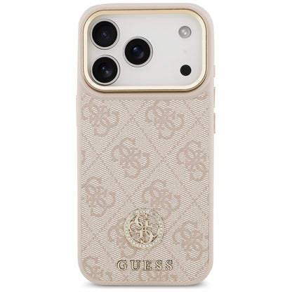 Coque MagSafe pour Apple iPhone 17 Pro, Guess, Logo Strass 4G, Rose.