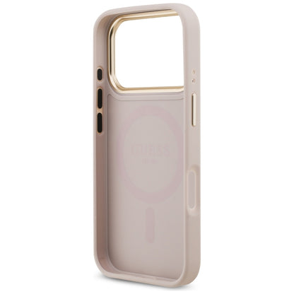 Coque MagSafe pour Apple iPhone 17 Pro, Guess, Logo Strass 4G, Rose.