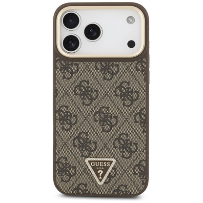 Custodia MagSafe per Apple iPhone 17 Pro, Guess, Logo Triangolo 4G, Marrone Dorato
