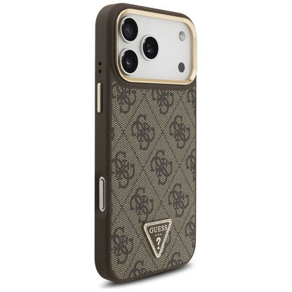 Custodia MagSafe per Apple iPhone 17 Pro, Guess, Logo Triangolo 4G, Marrone Dorato