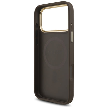 Custodia MagSafe per Apple iPhone 17 Pro, Guess, Logo Triangolo 4G, Marrone Dorato
