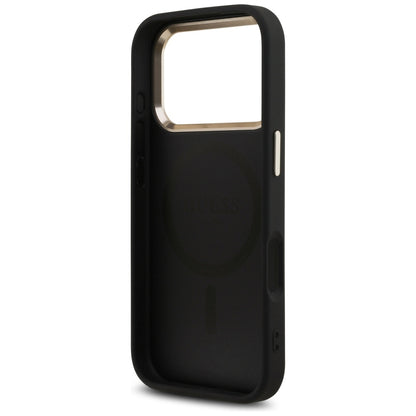 MagSafe Hülle für Apple iPhone 17 Pro, Guess, 4G Triangle Logo, Schwarz Gold