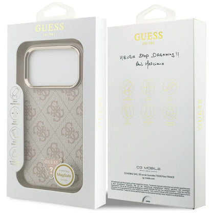 MagSafe Hülle für Apple iPhone 17 Pro, Guess, 4G Triangle Logo, Roségold