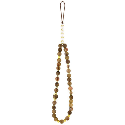 Custodia MagSafe per Apple iPhone 17 Pro, Guess, Logo Triangolo 4G con Cinturino di Perle, Marrone