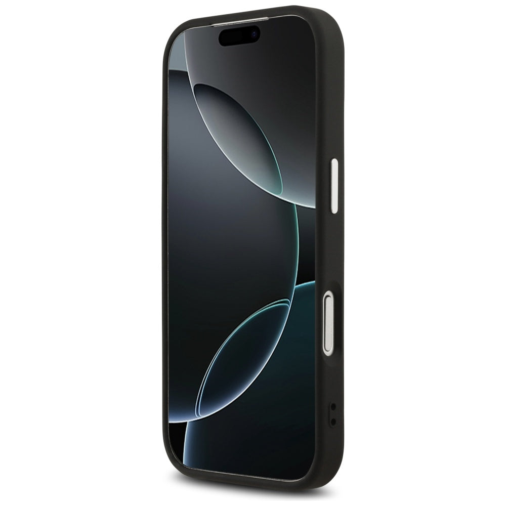 Coque MagSafe pour Apple iPhone 17 Pro, Guess, Logo Triangle Pailleté, Noire