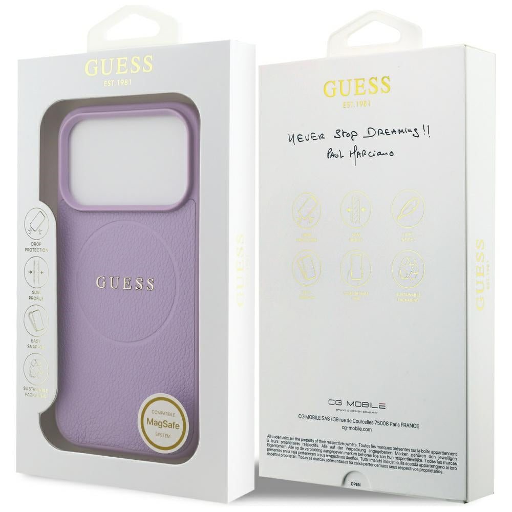 Custodia MagSafe per Apple iPhone 17 Pro, Guess, Grained Gold Ring, Rosa