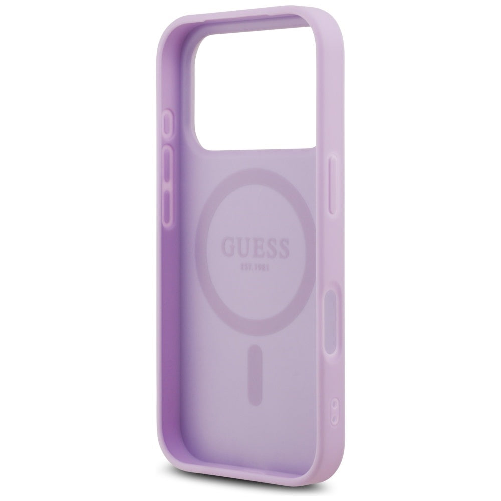 Custodia MagSafe per Apple iPhone 17 Pro, Guess, Grained Gold Ring, Rosa