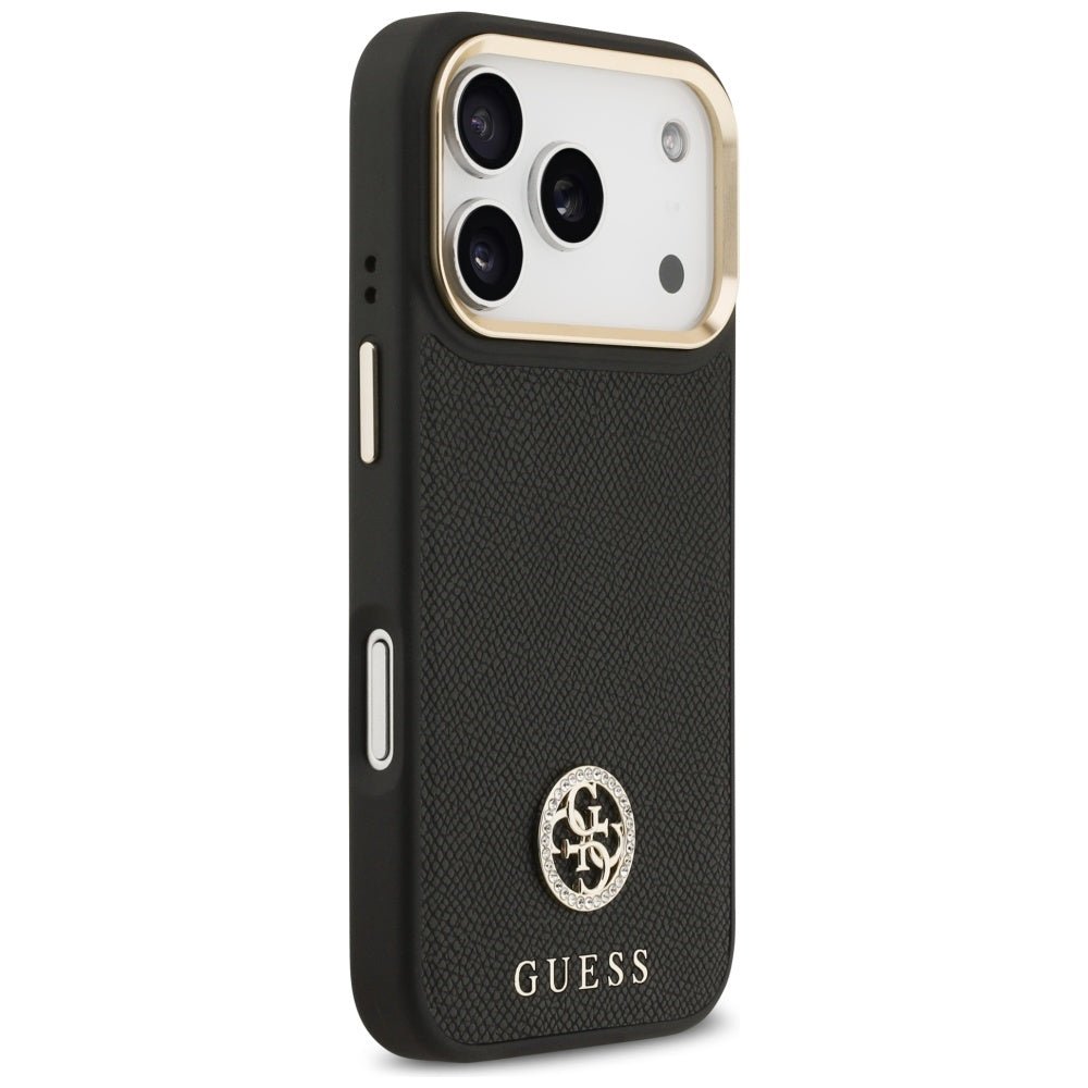 MagSafe Hülle für Apple iPhone 17 Pro, Guess, Grained Strass Logo, Schwarz