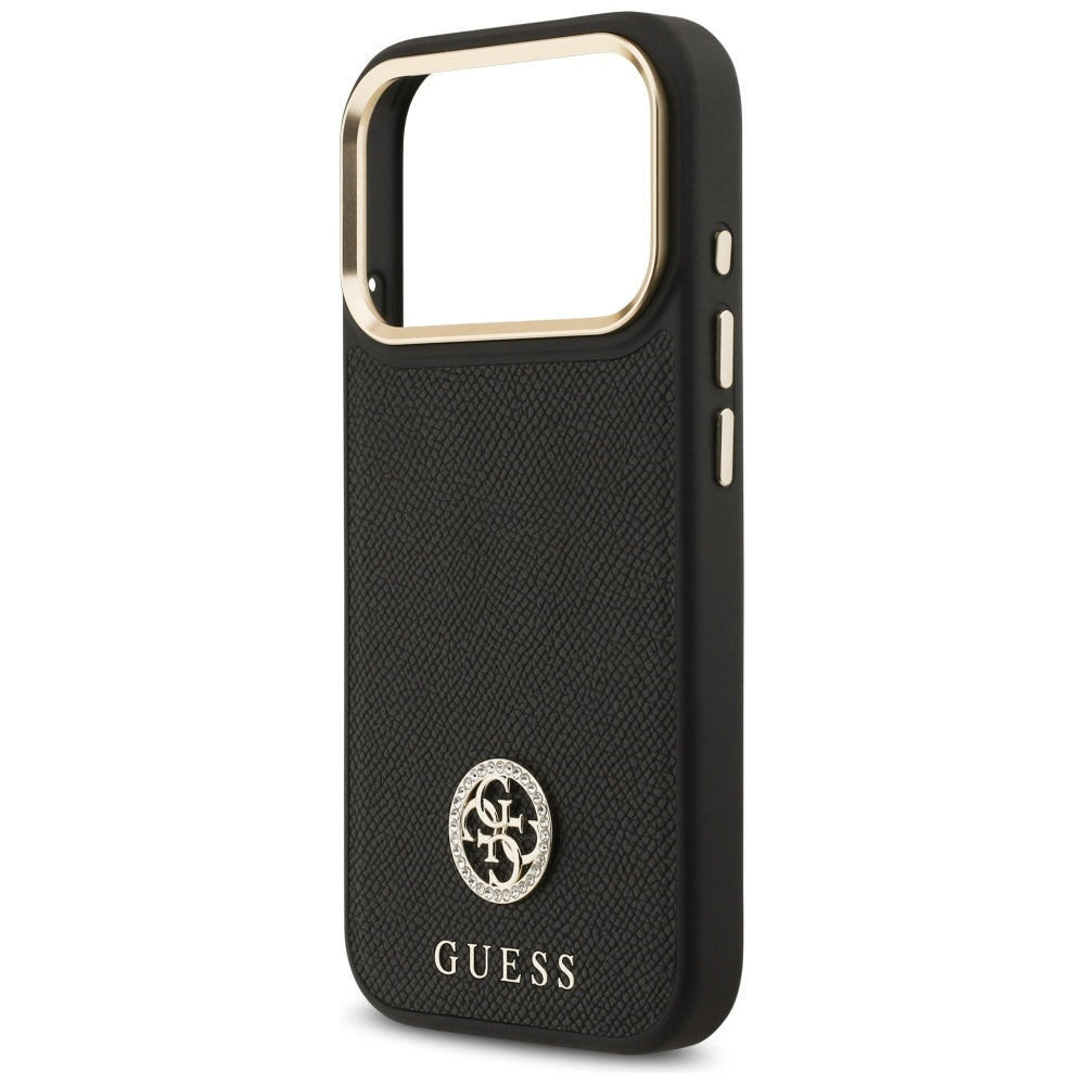 MagSafe Hülle für Apple iPhone 17 Pro, Guess, Grained Strass Logo, Schwarz