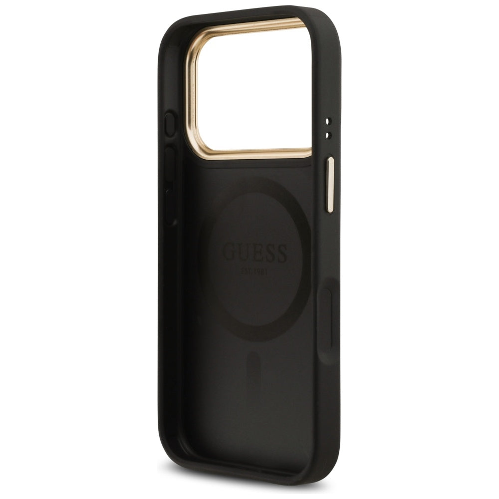 MagSafe Hülle für Apple iPhone 17 Pro, Guess, Grained Strass Logo, Schwarz