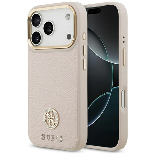 Custodia MagSafe per Apple iPhone 17 Pro, Guess, Grained Strass Logo, Rosa