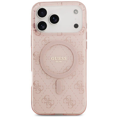 Custodia MagSafe per Apple iPhone 17 Pro, Guess, IML 4G Background, Rosa
