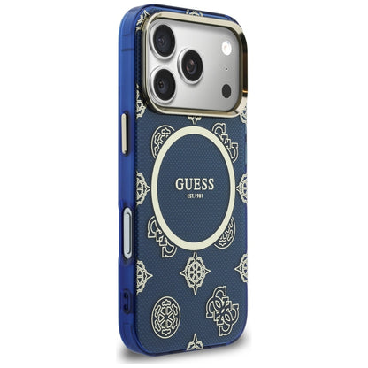 Custodia MagSafe per Apple iPhone 17 Pro, Guess, IML Peony Dot, Blu