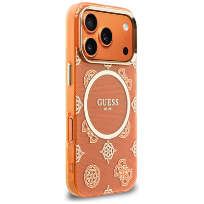 Étui MagSafe pour Apple iPhone 17 Pro, Guess, IML Peony Dot, Orange