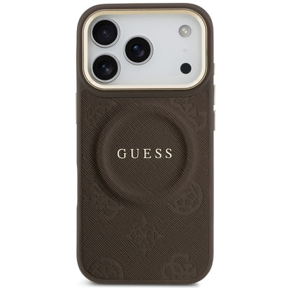 Custodia MagSafe per Apple iPhone 17 Pro, Guess, Peony Hot Stamp, Marrone