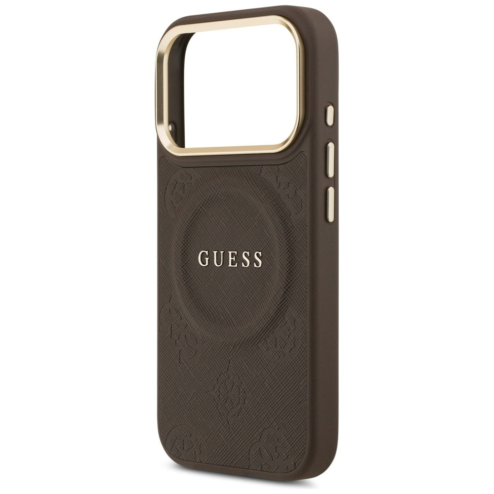 Custodia MagSafe per Apple iPhone 17 Pro, Guess, Peony Hot Stamp, Marrone