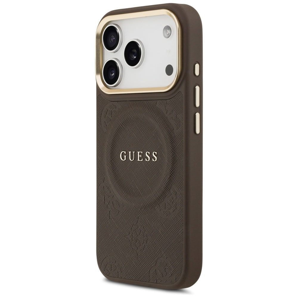 Custodia MagSafe per Apple iPhone 17 Pro, Guess, Peony Hot Stamp, Marrone