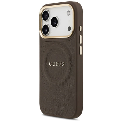 Custodia MagSafe per Apple iPhone 17 Pro, Guess, Peony Hot Stamp, Marrone