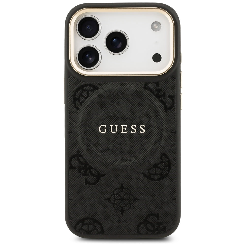 Custodia MagSafe per Apple iPhone 17 Pro, Guess, Peony Hot Stamp, Nera
