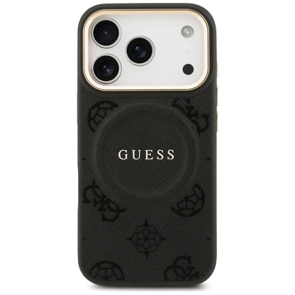 Custodia MagSafe per Apple iPhone 17 Pro, Guess, Peony Hot Stamp, Nera