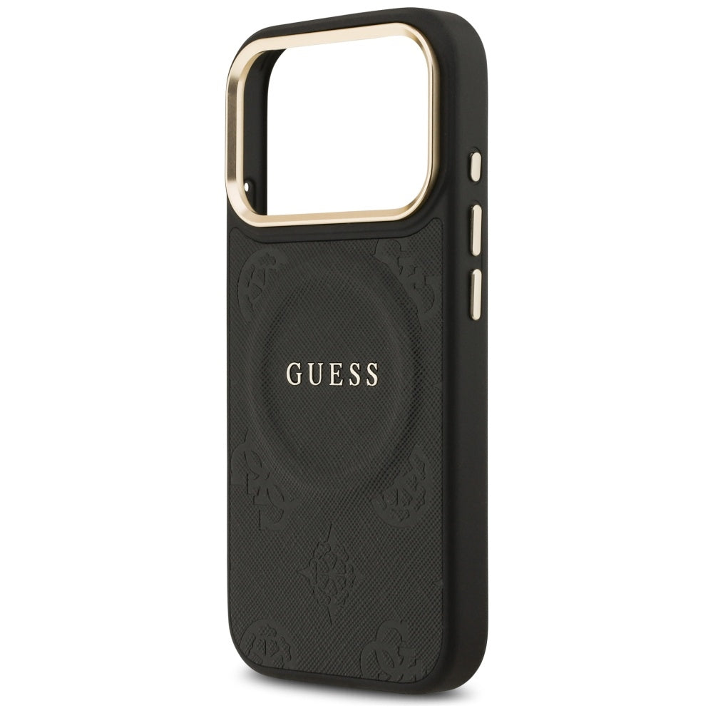 Custodia MagSafe per Apple iPhone 17 Pro, Guess, Peony Hot Stamp, Nera