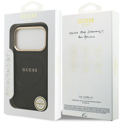 Custodia MagSafe per Apple iPhone 17 Pro, Guess, Peony Hot Stamp, Nera