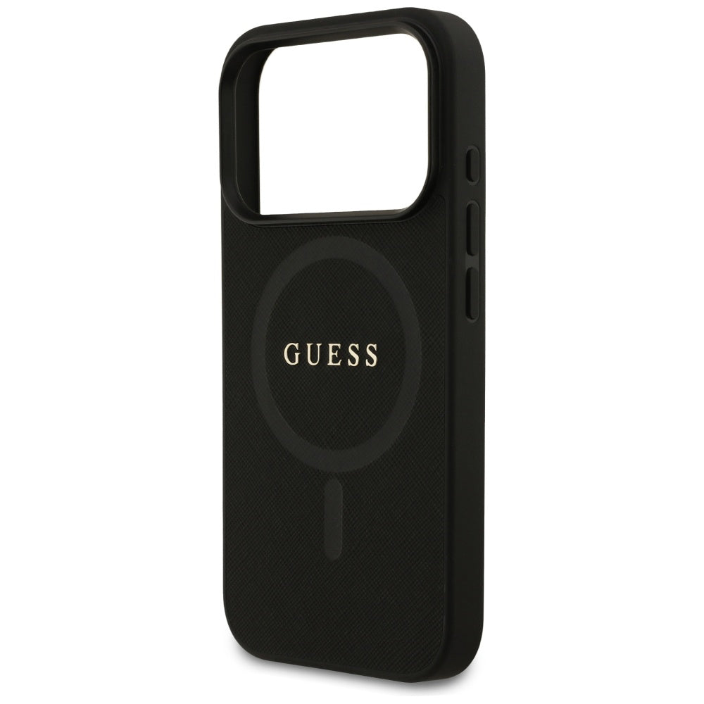 Custodia MagSafe per Apple iPhone 17 Pro, Guess, Saffiano Classic Logo, Nera