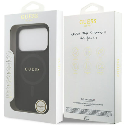 Custodia MagSafe per Apple iPhone 17 Pro, Guess, Saffiano Classic Logo, Nera
