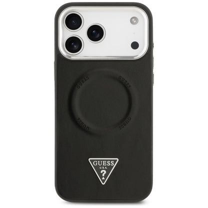 Housse MagSafe pour Apple iPhone 17 Pro, Guess, Logo Triangle, Noir Argenté