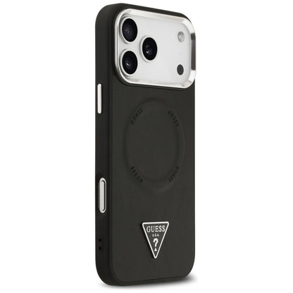 Housse MagSafe pour Apple iPhone 17 Pro, Guess, Logo Triangle, Noir Argenté