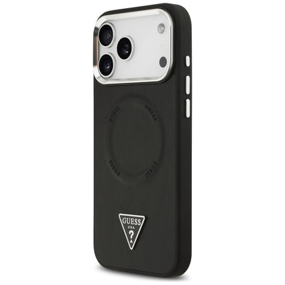 Housse MagSafe pour Apple iPhone 17 Pro, Guess, Logo Triangle, Noir Argenté
