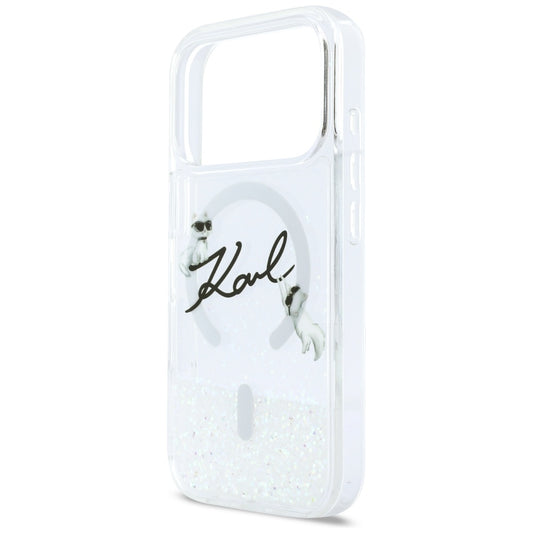 MagSafe Case for Apple iPhone 17 Pro, Karl Lagerfeld, Glitter Karl Script Logo, Transparent