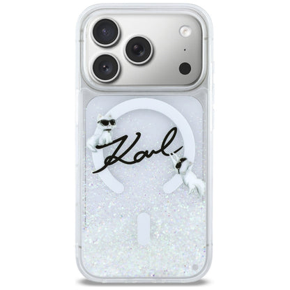 MagSafe Hülle für Apple iPhone 17 Pro, Karl Lagerfeld, Glitter Karl Script Logo, Transparent