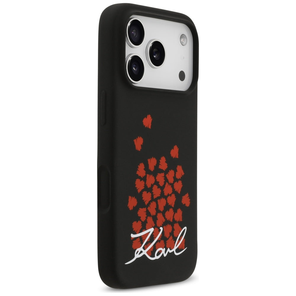 Étui MagSafe pour Apple iPhone 17 Pro, Karl Lagerfeld, logo Heart Sign, Noir