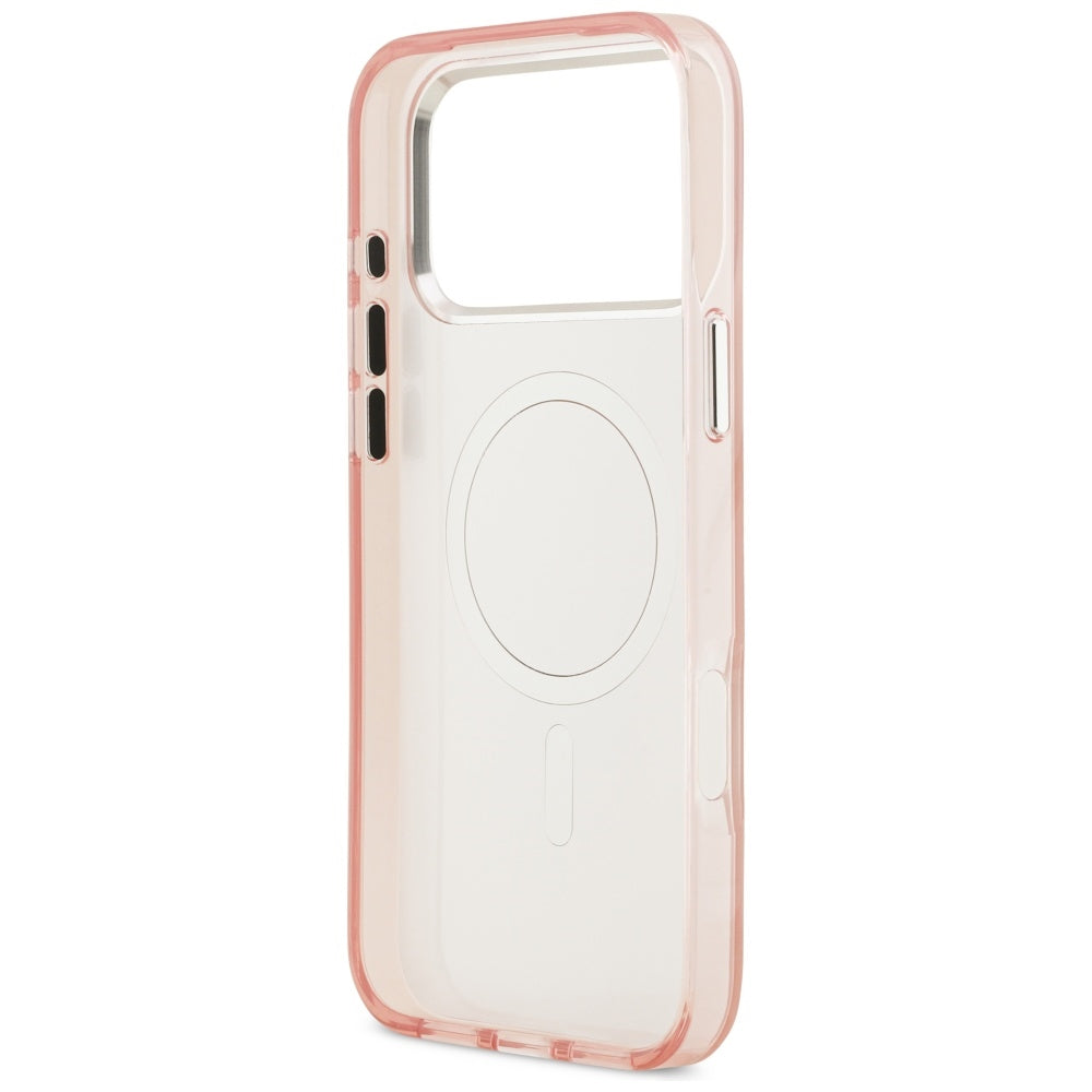 Coque MagSafe pour Apple iPhone 17 Pro, Karl Lagerfeld, IML Aquarelle Logo Choupette, Rose.