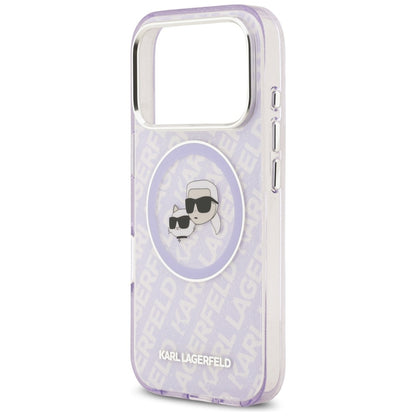 MagSafe Hülle für Apple iPhone 17 Pro, Karl Lagerfeld, IML Glitter Karl & Choupette's Heads, Lila