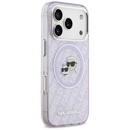 MagSafe Hülle für Apple iPhone 17 Pro, Karl Lagerfeld, IML Glitter Karl & Choupette's Heads, Lila