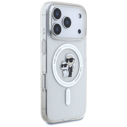 Custodia MagSafe per Apple iPhone 17 Pro, Karl Lagerfeld, IML Glitter Karl & Choupette, Trasparente