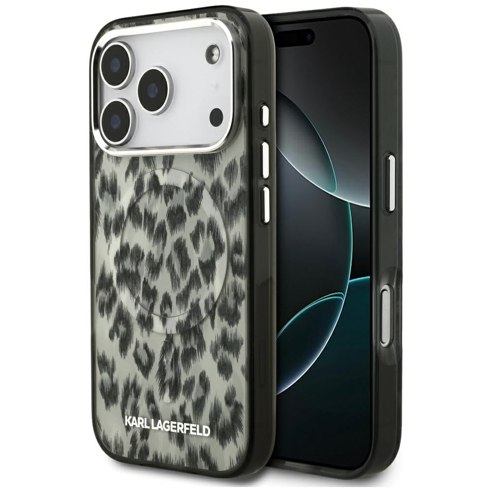 Custodia MagSafe per Apple iPhone 17 Pro, Karl Lagerfeld, IML Leopard Pattern, Marrone