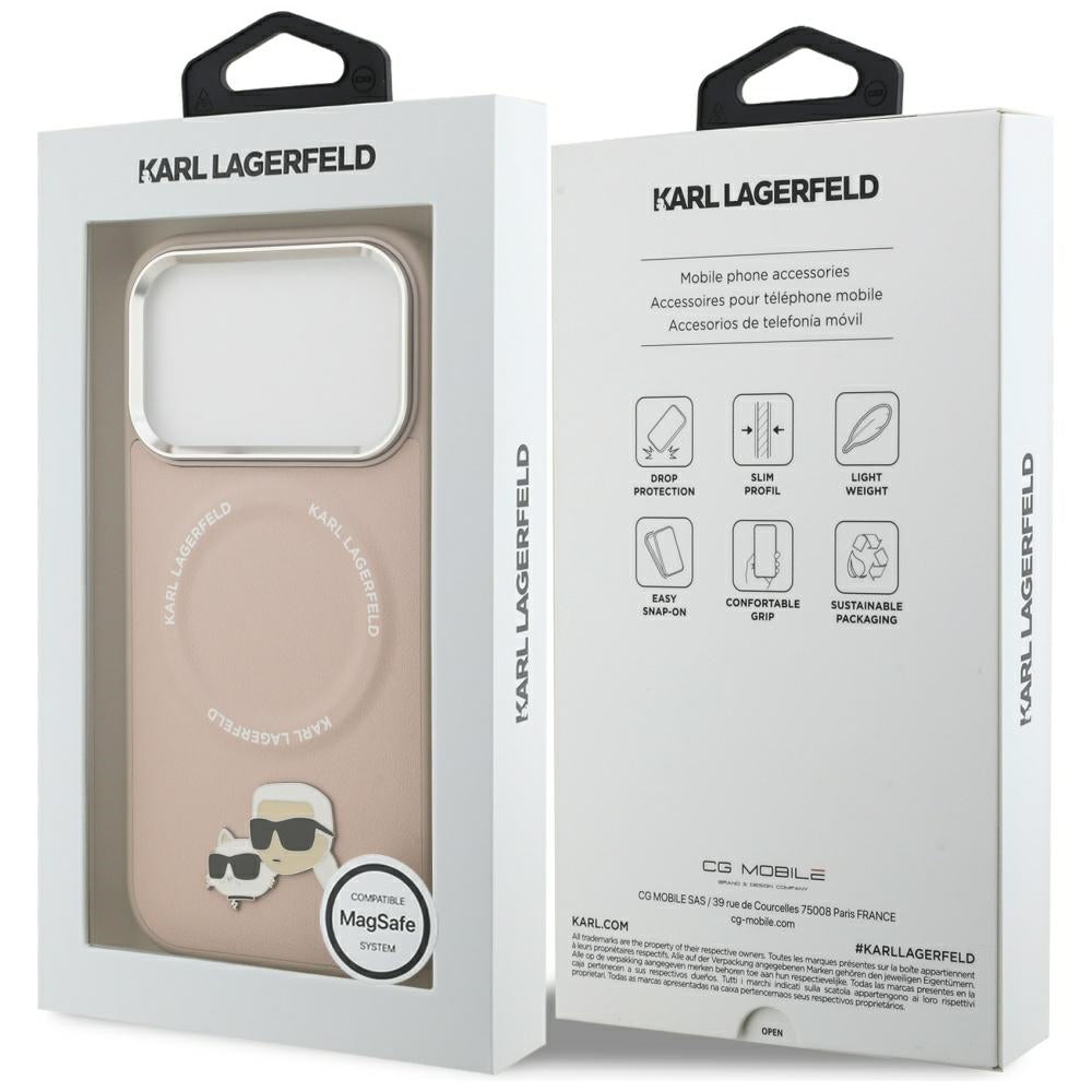 Étui MagSafe pour Apple iPhone 17 Pro, Karl Lagerfeld, Karl & Choupette Pins, Rose
