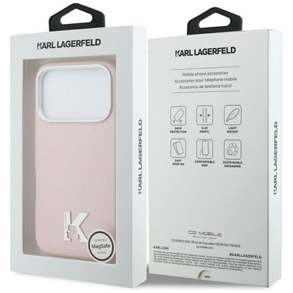 Coque MagSafe pour Apple iPhone 17 Pro, Karl Lagerfeld, logo Karl Head, Rose