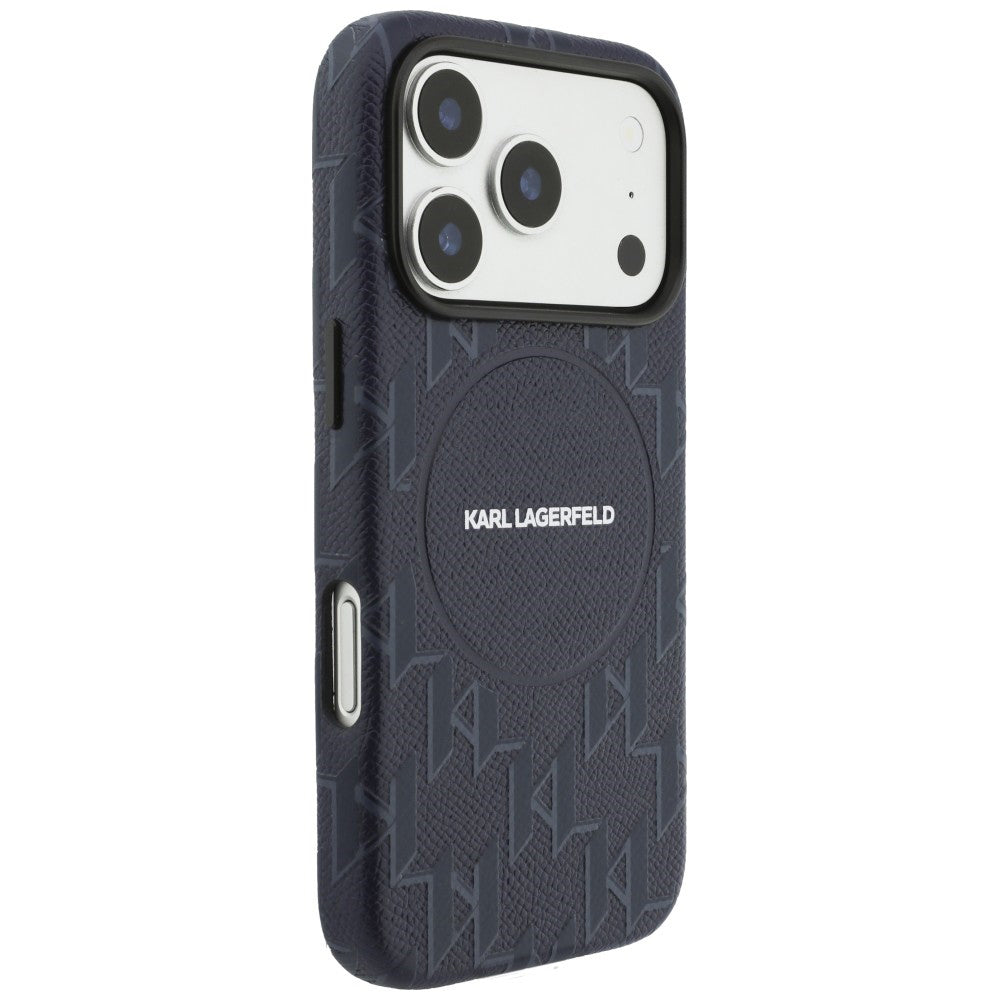 MagSafe Case for Apple iPhone 17 Pro, Karl Lagerfeld, KL Monogram Logo, Blue
