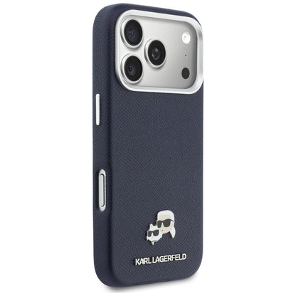 MagSafe Hülle für Apple iPhone 17 Pro, Karl Lagerfeld, Saffiano Karl & Choupette Pins, Blau