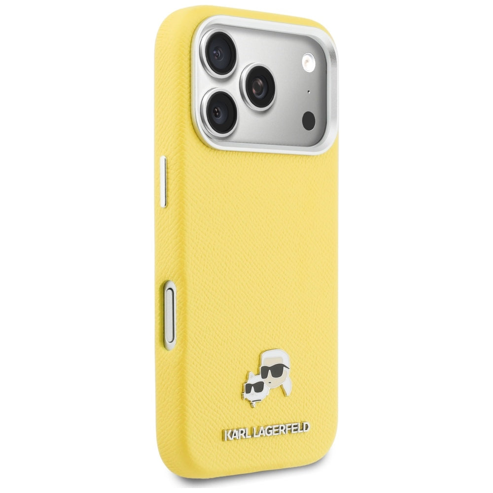 MagSafe Case for Apple iPhone 17 Pro, Karl Lagerfeld, Saffiano Karl & Choupette Pins, Yellow