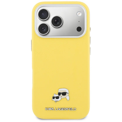 MagSafe Case for Apple iPhone 17 Pro, Karl Lagerfeld, Saffiano Karl & Choupette Pins, Yellow