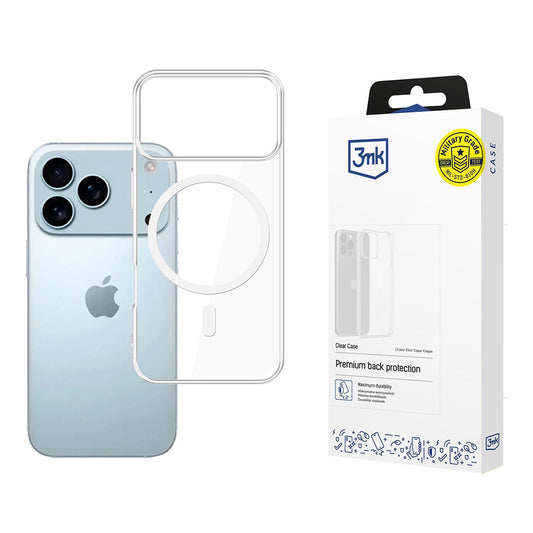 Étui MagSafe pour Apple iPhone 17 Pro Max, 3MK, Clear MagCase, Transparent