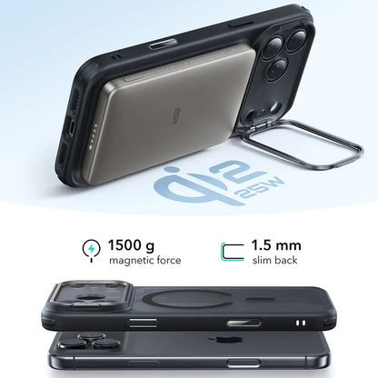 Coque MagSafe pour Apple iPhone 17 Pro Max, ESR, Classic Hybrid Kickstand, Noir Satiné