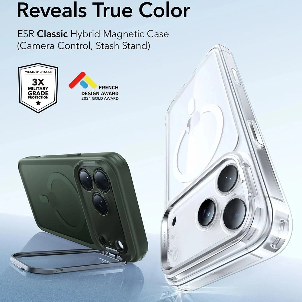 Custodia MagSafe per Apple iPhone 17 Pro Max, ESR, Classic Hybrid Kickstand, Verde Satinato