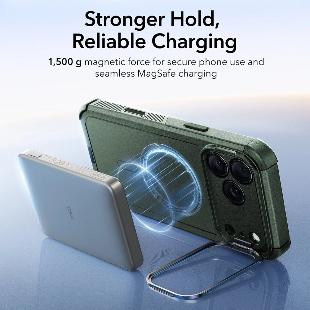 Étui MagSafe pour Apple iPhone 17 Pro Max, ESR, Cyber Armor Kickstand, Vert