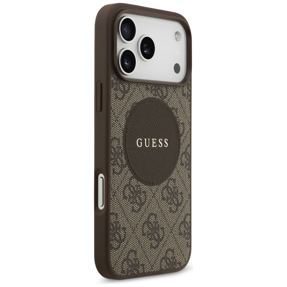 Custodia MagSafe per Apple iPhone 17 Pro Max, Guess, 4G Circle Classic Logo, Marrone